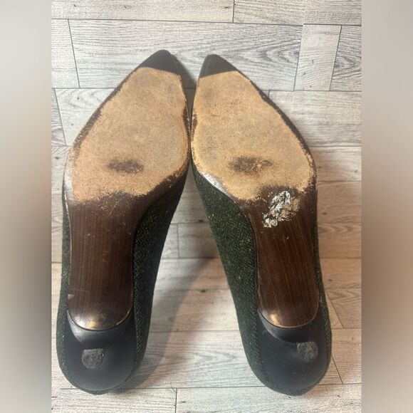 Stuart Weitzman  Green tweed kitten heels size 8.5‎ - Picture 11 of 14